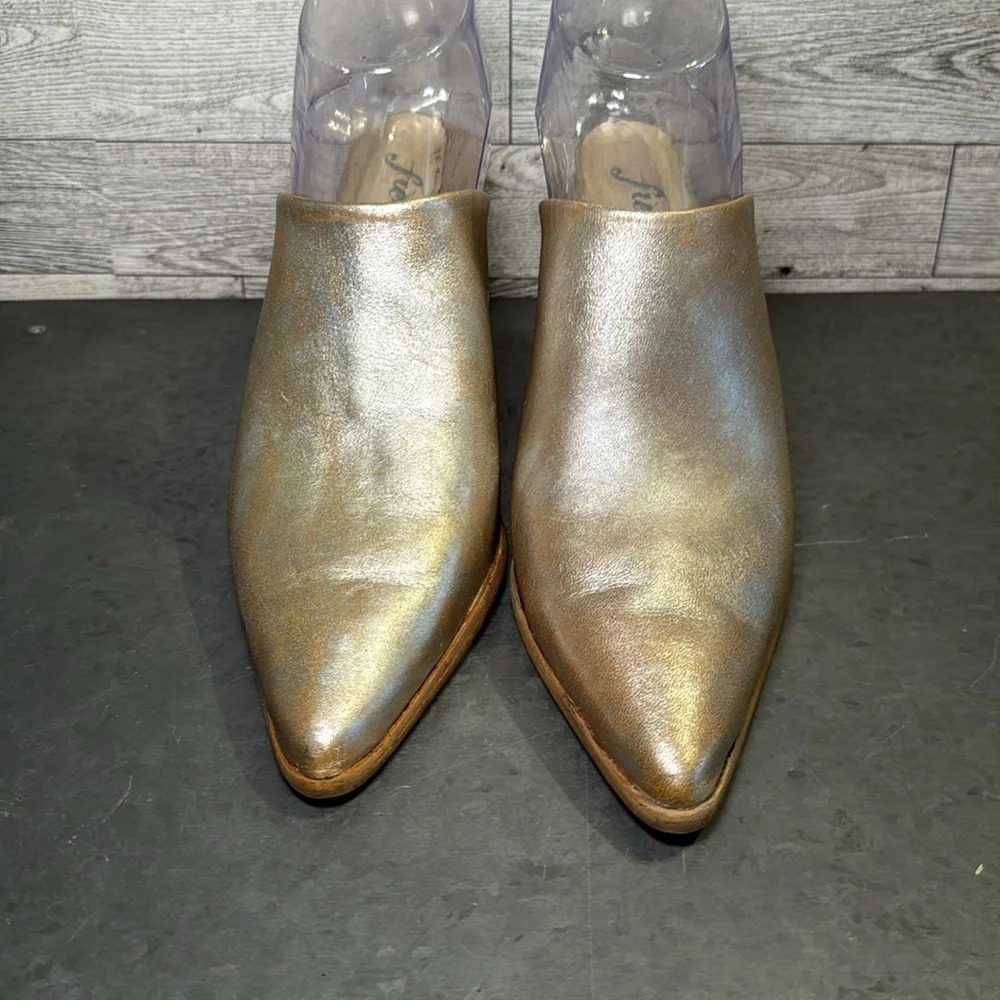 Free People FP Gold Metallic Wedge Galactica Mule Size 37 (US 6.5) - Picture 3 of 10